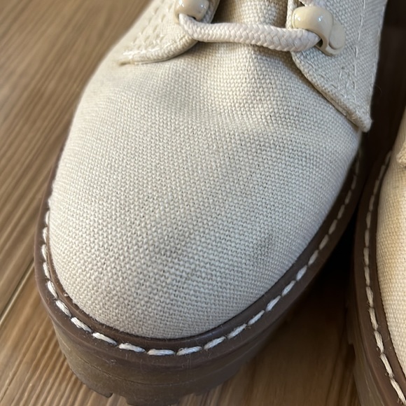 Beige canvas zip up ankle boots - Picture 4 of 5